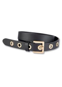 Silbergift Damen Ledergürtel, schwarz, casual,modisch,feminin,elegant, Gr. 95, unifarben, Rindsleder, Gürtel, mit Metallösen