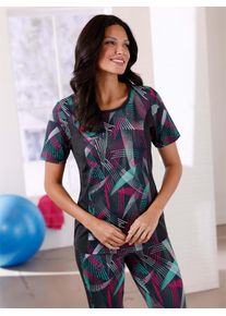 Damen Kurzarmshirt "Freizeitshirt", pink, Gr. 54, gemustert, mehrfarbig, 95% Polyester, 5% Elasthan, Shirts