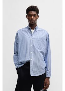 HUGO BLUE Herren Langarmhemd "Ebill", blau, casual, Gr. XXL, gestreift, Web, Obermaterial: 100% Baumwolle, Hemden, oversize