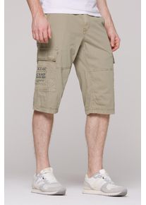 CAMP DAVID Herren Shorts, beige, casual, Gr. S, bedruckt, Material: 100% Baumwolle, Hosen, mit Bindeband am Saum