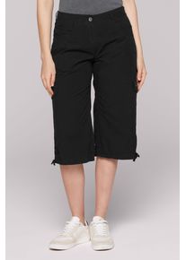 SOCCX Damen Shorts, schwarz, casual, Gr. S, unifarben, Material: 100% Baumwolle, Hosen, mit Bindeband am Saum