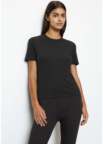 Marc O'Polo MARC O'POLO Damen Kurzarmshirt "Modern Move", schwarz, Basic, Gr. XL, unifarben, Obermaterial: 56% Baumwolle, 37% Modal, 7% Elasthan, Shirts, mit