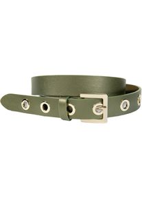 Silbergift Damen Ledergürtel, grün, casual,modisch,feminin,elegant, Gr. 80, unifarben, Rindsleder, Gürtel, mit Metallösen