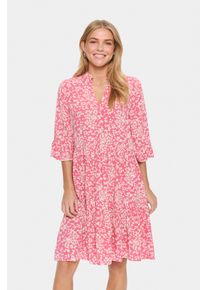Saint Tropez Damen Blusenkleid "EdaSZ Dress"fruit dove blooming, modisch, Gr. XL, geblümt, Web, Obermaterial: 100% Viskose, Kleider, mit Volant und