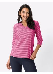 Damen 3/4-Arm-Shirt "Freizeitshirt", pink, Gr. 50, gemustert, gestreift, 100% Baumwolle, Shirts
