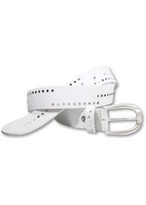 Silbergift Damen Nietengürtel, weiß, modisch, Gr. 80, genarbt, unifarben mit Farbeinsatz, Rindsleder, Gürtel, mit Airbrush-Kante