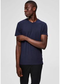 Selected Homme Herren V-Shirt "SLHNEWPIMA SS V-NECK TEE B NOOS", blau, Basic, Gr. XXL, unifarben, Single Jersey, Obermaterial: 95% Baumwolle, 5%