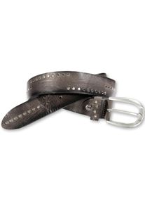 Silbergift Damen Nietengürtel, grau, modisch, Gr. 100, genarbt, unifarben mit Farbeinsatz, Rindsleder, Gürtel, mit Airbrush-Kante