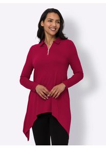Damen Langarmshirt "Longshirt", rot, Gr. 48, unifarben, 95% Viskose, 5% Elasthan, Shirts