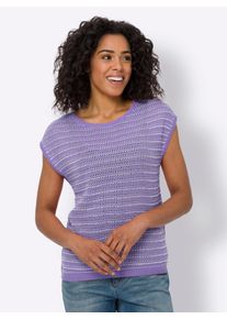 Classic Basics Damen Ajourpullover "Ajour-Pullover", lila, Gr. 42, gemustert, mehrfarbig, 100% Polyacryl, Pullover
