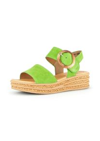 Gabor Damen Keilsandalette, Gr. 35, grün, Ziegenveloursleder, modisch, Schuhe, Plateau, Sommerschuh, Sandale mit trendigem Zierschnalle