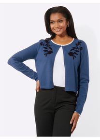 Damen Cardigan, blau, Gr. 38, unifarben, 50% Viskose, 28% Polyester, 22% Polyamid, Strickjacken