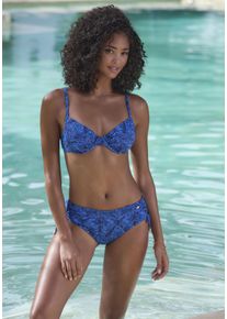 JETTE Damen Bügel-Bikini-Top "Floretta", blau, Gr. 38, bedruckt, Recycling-Polyamid, Bikini-Oberteile, in Ton in Ton-Harmonie