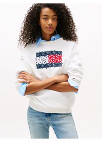 Tommy Jeans Damen Sweatshirt "TJW RLX FLORAL FLAG CREW", beige, casual, Gr. S, unifarben, Sweatware, Obermaterial: 100% Baumwolle, Sweatshirts, mit