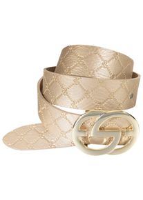 Silbergift Damen Koppelgürtel, beige, casual,modisch,elegant, Gr. 95, unifarben, Rindsleder, Gürtel, mit grafischer Schließe