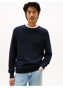 Tommy Hilfiger Herren Rundhalspullover "STRIPE STRUCTURE", blau, casual, Gr. XXL, Strick, Obermaterial: 100% Baumwolle, Pullover, regular fit, leicht