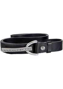 Silbergift Damen Ledergürtel, schwarz, elegant,feminin,festlich,modisch, Gr. 100, unifarben, Rindsleder, Gürtel, mit Strass-Steinen besetzt