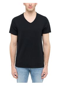 Mustang Herren T-Shirt "Amado", schwarz, Basic, Gr. XL, Jersey, Obermaterial: 95% Baumwolle, 5% Elasthan, Shirts