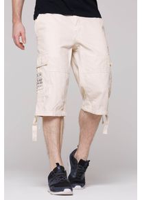 CAMP DAVID Herren Shorts, grau, casual, Gr. S, bedruckt, Material: 100% Baumwolle, Hosen, mit Bindeband am Saum