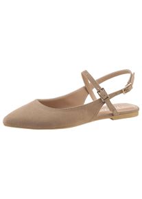 ANISTON SHOES Damen Slingpumps, Gr. 37, beige, Textil, Veloursleder, elegant, Schuhe, Flat, Sommerschuh, Riemchensandale - neue KOLLEKTION, schmale