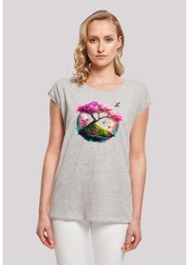 F4NT4STIC Damen T-Shirt "Kirschblüten Baum", grau, casual, Gr. XS, Obermaterial: 100% Baumwolle, Shirts, Print