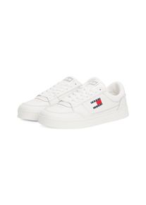 Tommy Jeans Herren Sneaker "TJM THE GREENWICH NEW ESS", Gr. 40, weiß, Leder, Textil, sportlich, Schuhe, Freizeitschuh, Halbschuh, Schnürschuh im