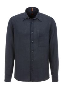 BOSS Orange Herren Leinenhemd "Relegant", blau, casual, Gr. XXXL, unifarben, Web, Obermaterial: 100% Leinen, Hemden, mit Markenlabel