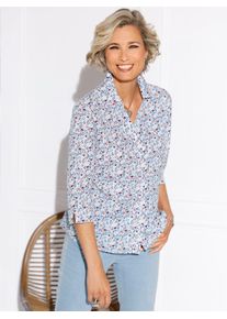 Classic Basics Damen Druckbluse, bunt, Gr. 50, geblümt, gemustert, gepunktet, mehrfarbig, 100% Polyester, Blusen