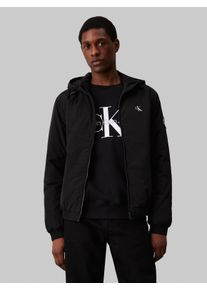 Herren Outdoorjacke "PADDED HOODED HARRINGTON", schwarz, casual, Gr. S, Calvin Klein Jeans, unifarben, Web, Obermaterial: 100% Polyacryl. Futter: