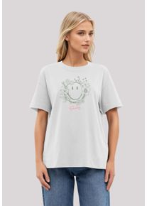 F4NT4STIC Damen T-Shirt "Smiley Originals Spring Flowers Happy Face Design", weiß, casual, Gr. L, Obermaterial: 100% Baumwolle, Shirts, Premium