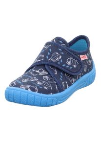Superfit Kinder Hausschuh "BILL WMS: Mittel", Gr. 23, blau, Baumwolle, casual, Schuhe, Klettschuh mit Klettverschluss, Größenschablone zum Download