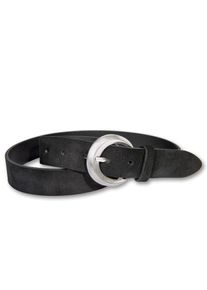 Silbergift Damen Ledergürtel, schwarz, casual,klassisch, Gr. 110, unifarben, Rindsleder, Gürtel, mit silberfarbener Schließe