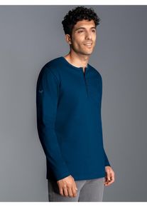 TRIGEMA Herren Longsleeve "TRIGEMA Langarmshirt mit Knopfleiste", blau, casual, Gr. L, 100% Baumwolle, Shirts