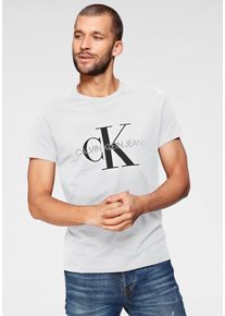 Herren T-Shirt "ICONIC MONOGRAM SLIM TEE", weiß, modisch, Gr. XXL, Calvin Klein Jeans, bedruckt, Jersey, Obermaterial: 100% Baumwolle, Shirts, mit
