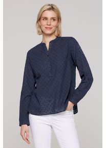 SOCCX Damen Langarmbluse, blau, casual, Gr. XS, bedruckt, Material: 100% Baumwolle, Blusen, im Turn-Up-Look