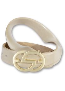 Silbergift Damen Koppelgürtel, beige, elegant,klassisch,modisch, Gr. 95, unifarben, Rindsleder, Gürtel, mit goldfarbener Designschließe
