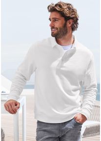 John Devin Herren Sweatshirt, weiß, casual, Gr. S, unifarben, Sweatware, Obermaterial: 100% Baumwolle, Sweatshirts, Langarm, Pullover mit Polokragen,