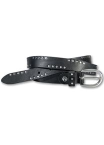 Silbergift Damen Nietengürtel, schwarz, feminin,klassisch,modisch,sportlich, Gr. 85, unifarben, Rindsleder, Gürtel, mit Nietenverziehrung
