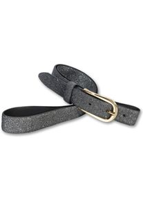 Silbergift Damen Ledergürtel, grau, modisch,elegant,festlich, Gr. 100, Glitzer, glänzend, unifarben, Rindsleder, Gürtel, mit Glitzerpartikeln
