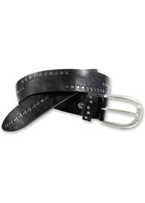 Silbergift Damen Nietengürtel, schwarz, modisch, Gr. 90, genarbt, unifarben mit Farbeinsatz, Rindsleder, Gürtel, mit Airbrush-Kante