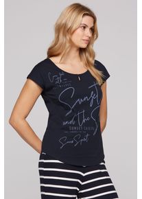 SOCCX Damen Rundhalsshirt, blau, casual, Gr. S, bedruckt, Material: 100% Baumwolle, Shirts, mit Cut-Outs