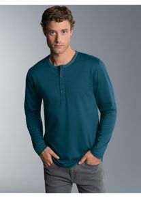 TRIGEMA Herren Longsleeve "TRIGEMA Langarmshirt mit Knopfleiste", blau, casual, Gr. XL, 100% Baumwolle, Shirts