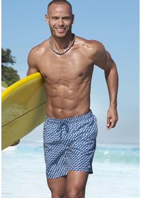 H.I.S. H.I.S Herren Badeshorts, blau, casual, Gr. S, bedruckt, Microfaser, Recycling-Polyester, Badehosen, aus recycelten Material
