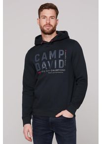 CAMP DAVID Herren Kapuzensweatshirt, blau, casual, Gr. L, bedruckt, Material: 50% Baumwolle, 50% Polyester, Sweatshirts, mit weicher Innenseite