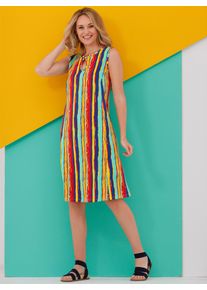 Classic Basics Damen Shirtkleid "Jersey-Kleid"erdbeere, blaugrün, gestreift, Gr. 46, gemustert, gestreift, mehrfarbig, Jersey, Single Jersey, 100%