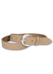 Silbergift Damen Ledergürtel, beige, casual,klassisch, Gr. 105, unifarben, Rindsleder, Gürtel, mit silberfarbener Schließe