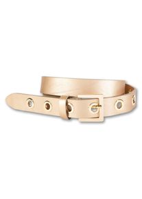 Silbergift Damen Ledergürtel, beige, casual,modisch,feminin,elegant, Gr. 100, unifarben, metallic, Rindsleder, Gürtel, mit Metallösen