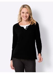 Damen 2-in-1-Shirt "Langarm-Shirt", schwarz-weiß, Gr. 48, unifarben, 100% Baumwolle, Shirts
