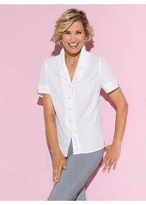Classic Basics Damen Kurzarmbluse, weiß, Gr. 48, unifarben, 100% Polyester, Blusen