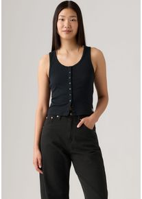 Levi's LEVI'S Damen Tanktopanthrazit night, casual, Gr. L, unifarben, Web, Obermaterial: 94% Baumwolle, 6% Elasthan, Tops, mit Knopfleiste